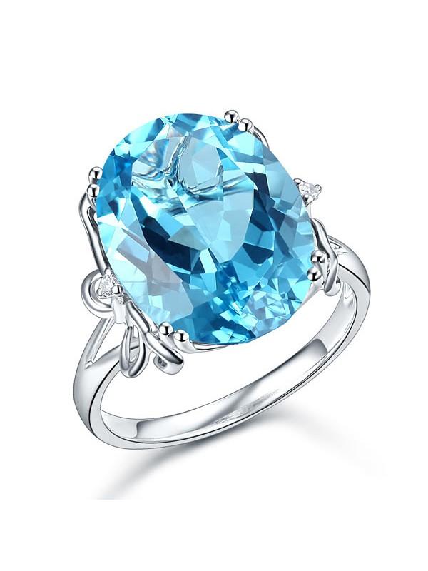 10.30ct Oval Cut Luxury Blue Topaz Dress Ring, Available in 14kt or 18kt White, Yellow or Rose Gold