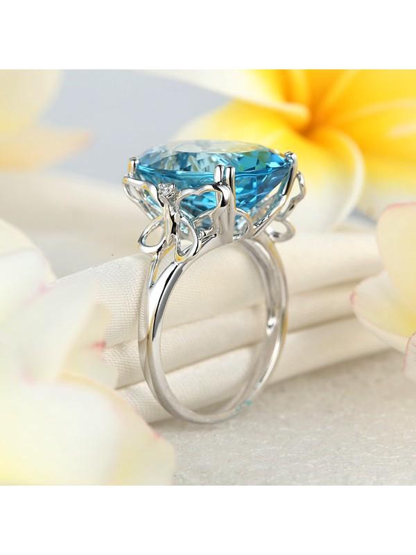 10.30ct Oval Cut Luxury Blue Topaz Dress Ring, Available in 14kt or 18kt White, Yellow or Rose Gold