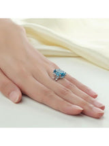 10.30ct Oval Cut Luxury Blue Topaz Dress Ring, Available in 14kt or 18kt White, Yellow or Rose Gold
