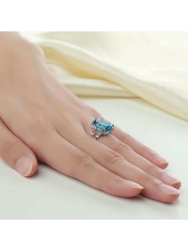 10.30ct Oval Cut Luxury Blue Topaz Dress Ring, Available in 14kt or 18kt White, Yellow or Rose Gold