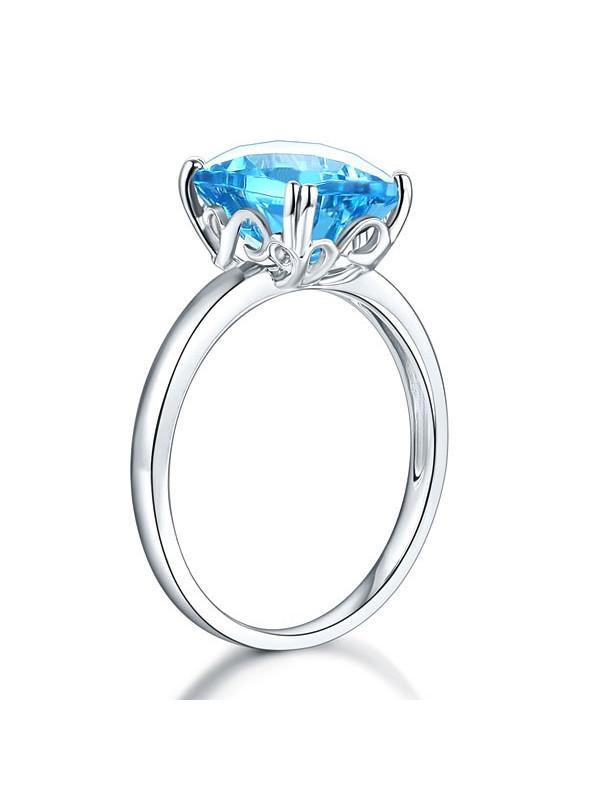 3.90ct Cushion Cut Luxury Blue Topaz Dress Ring, Available in 14kt or 18kt White, Yellow or Rose Gold