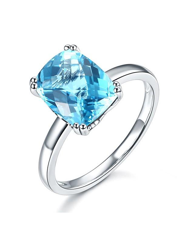 3.90ct Cushion Cut Luxury Blue Topaz Dress Ring, Available in 14kt or 18kt White, Yellow or Rose Gold