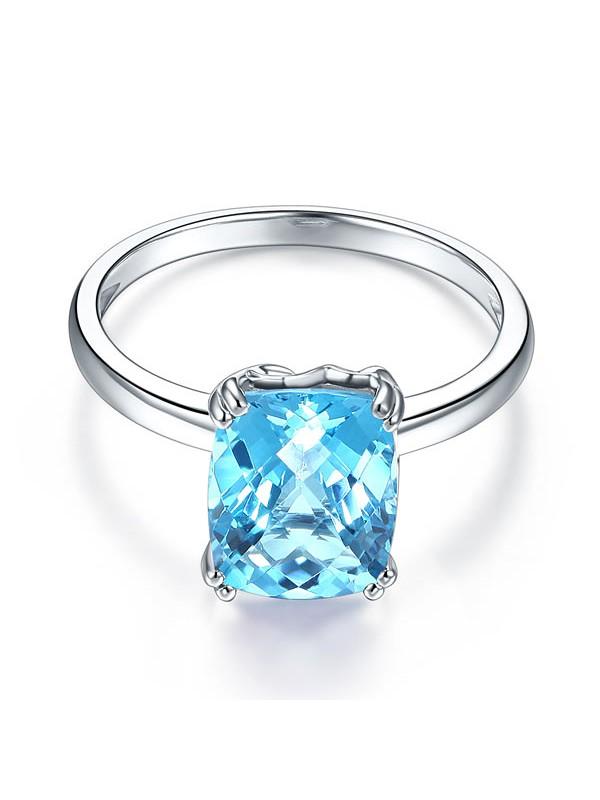 3.90ct Cushion Cut Luxury Blue Topaz Dress Ring, Available in 14kt or 18kt White, Yellow or Rose Gold