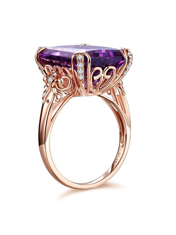 10.50ct Rose Gold, Cushion Cut Luxury Amethyst Dress Ring, Available in 14kt or 18kt Rose, Yellow or White Gold