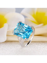 12.70ct Emerald Cut Luxury Blue Topaz Dress Ring, Available in 14kt or 18kt White, Yellow or Rose Gold