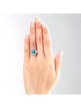 3.00ct Cushion Cut Blue Topaz Engagement Ring, Available in 14kt or 18kt White, Yellow or Rose Gold