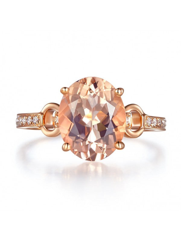 3.50ct Rose Gold, Oval Cut Morganite Engagement Ring, Available in 14kt or 18kt Rose, Yellow or White Gold