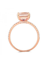 2.80ct Rose Gold, Emerald Cut Morganite Engagement Ring, Available in 14kt or 18kt Rose, Yellow or White Gold