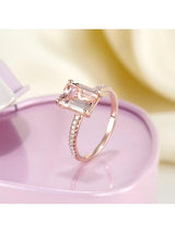 2.80ct Rose Gold, Emerald Cut Morganite Engagement Ring, Available in 14kt or 18kt Rose, Yellow or White Gold