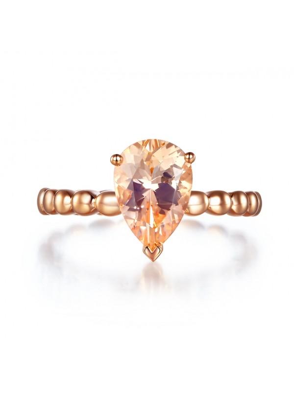 1.60ct Rose Gold, Pear Cut Morganite Engagement Ring, Available in 14kt or 18kt Rose, Yellow or White Gold