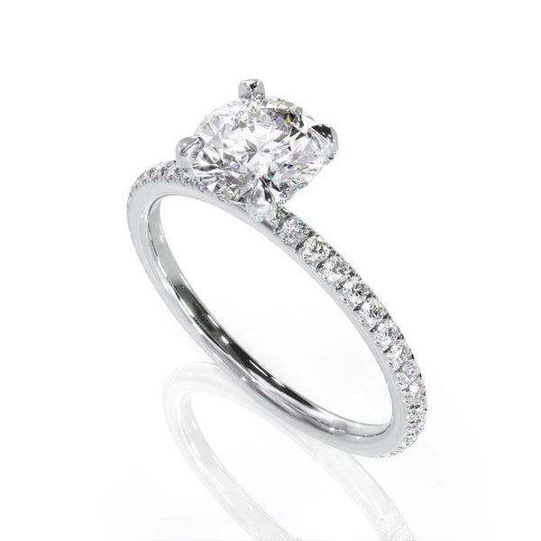 1.00ct Round Cut Moissanite Engagement Ring, Delicate Design, 14Kt 585 White Gold