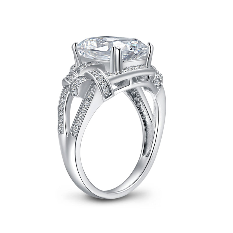 5.00ct Cushion Cut, Diamond Halo Engagement Ring, 925 Silver