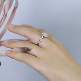 0.60ct Oval Cut Moissanite, Classic Halo Engagement Ring, Available in White Gold or Platinum with Rose Gold Detailing