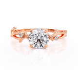 1.00ct Round Cut Moissanite Engagement Ring & Wedding Band Set, 14Kt 585 Rose Gold