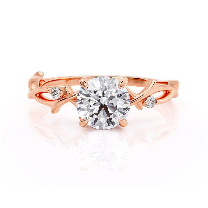 1.00ct Round Cut Moissanite Engagement Ring & Wedding Band Set, 14Kt 585 Rose Gold