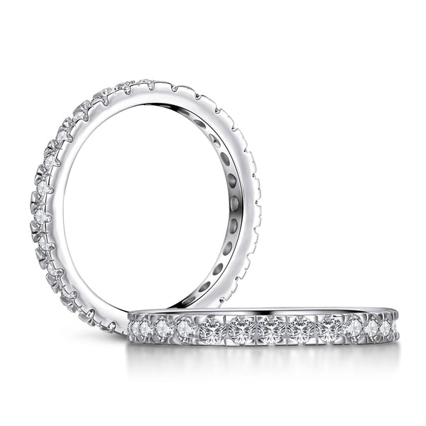 0.75ct Diamond Set Full Eternity Ring, 925 Sterling Silver