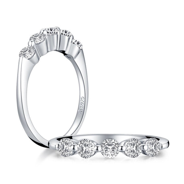 0.75ct Diamond Wedding Band, Half Eternity Ring, 925 Sterling Silver