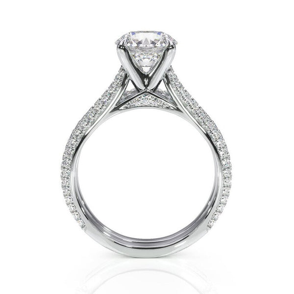 1.00ct Round Cut Moissanite Engagement Ring & Wedding Band Set, 14Kt 585 White Gold