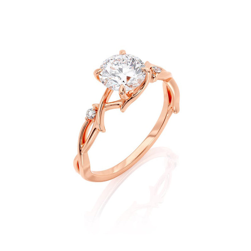 1.00ct Round Cut Moissanite Engagement Ring & Wedding Band Set, 14Kt 585 Rose Gold