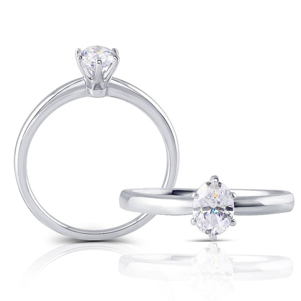 0.60ct Oval Cut Moissanite, Classic Engagement Ring, Available in White Gold or Platinum