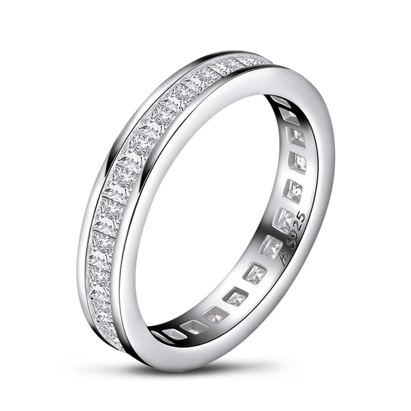 1.50ct Princess Cut Diamond Wedding Band, Full Eternity Ring, 925 Sterling Silver