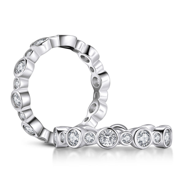 1.50ct Diamond Wedding Band, Full Eternity Ring, 925 Sterling Silver