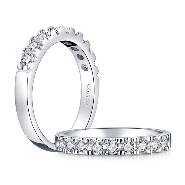 0.50ct Diamond Wedding Band, Half Eternity Ring, 925 Sterling Silver