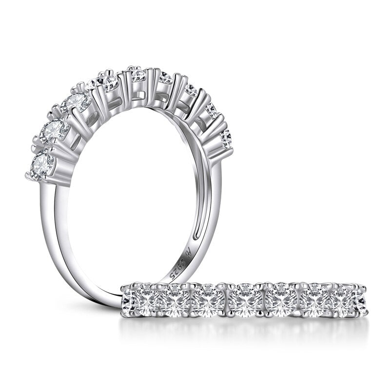 0.75ct Diamond Wedding Band, Half Eternity Ring, 925 Sterling Silver