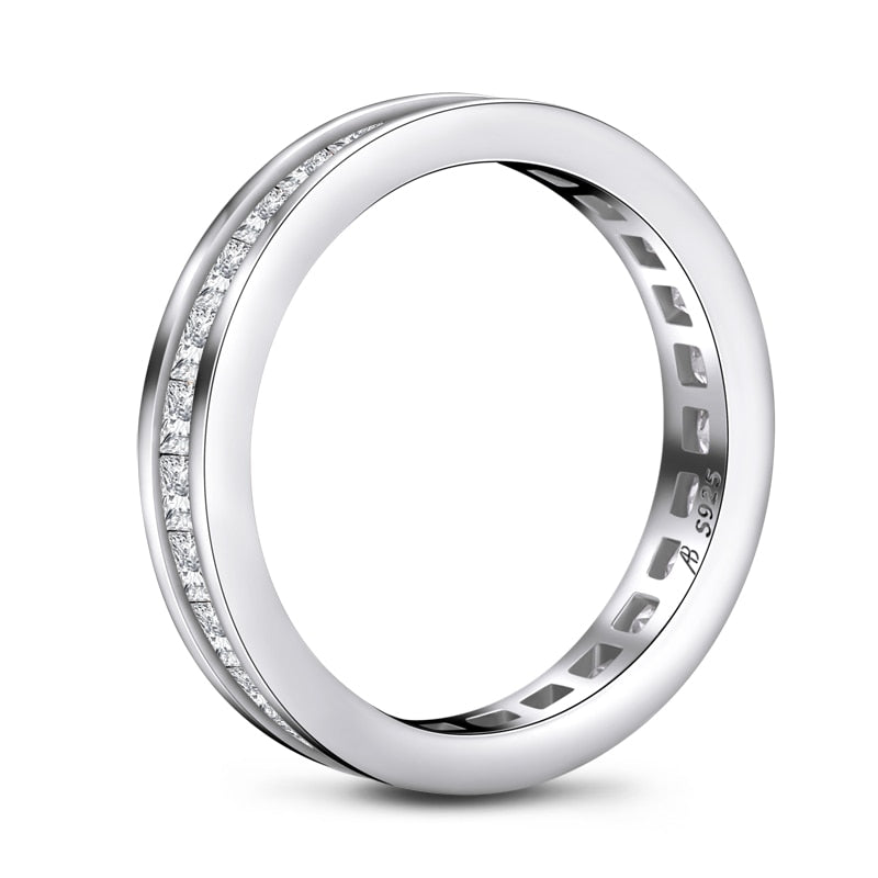 1.50ct Princess Cut Diamond Wedding Band, Full Eternity Ring, 925 Sterling Silver