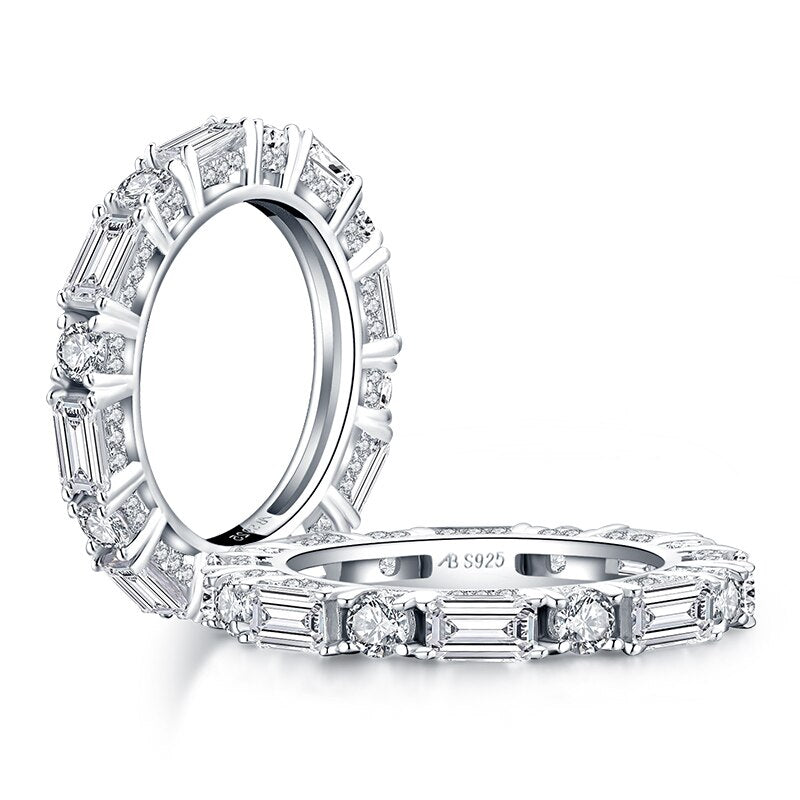 1.50ct Diamond Wedding Band, Full Eternity Ring, Different Shaped Diamonds, 925 Sterling Silver