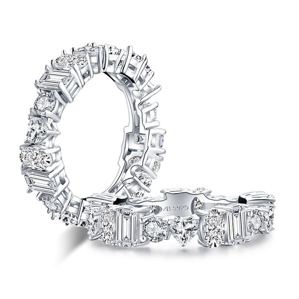 2.00ct Diamond Wedding Band, Full Eternity Ring, Different Shaped Diamonds, 925 Sterling Silver