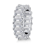 9.00ct Emerald Cut Diamond Wedding Band, Full Eternity Ring, 925 Sterling Silver
