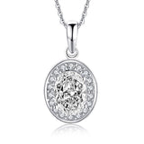 1.25ct Bridal Oval Diamond Halo Pendant, Bridal Halo Diamond Necklace, 925 Silver
