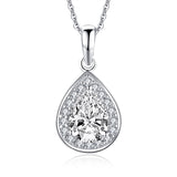 1.25ct Bridal Pear Diamond Halo Pendant, Bridal Halo Diamond Necklace, 925 Silver