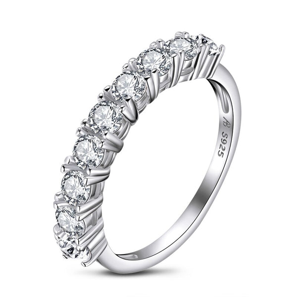 0.75ct Diamond Wedding Band, Half Eternity Ring, 925 Sterling Silver