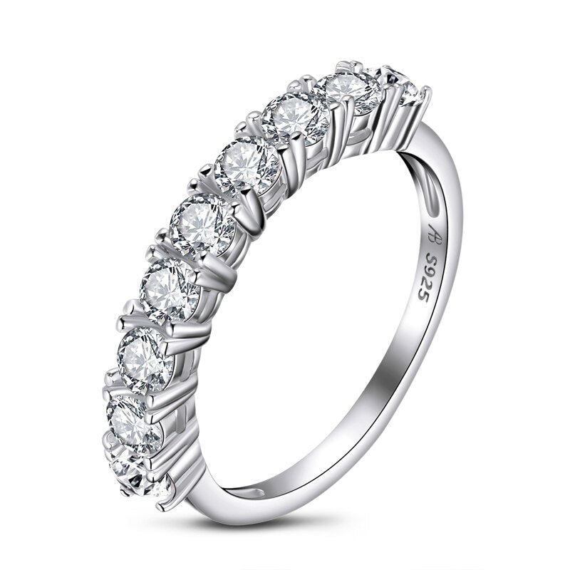 0.75ct Diamond Wedding Band, Half Eternity Ring, 925 Sterling Silver