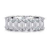 9.00ct Emerald Cut Diamond Wedding Band, Full Eternity Ring, 925 Sterling Silver