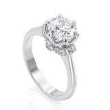Lab-Diamond, Round Cut Engagement Ring, Vintage Design, Choose Your Stone Size and Metal