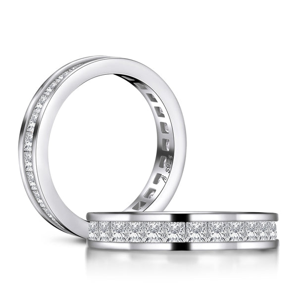 1.50ct Princess Cut Diamond Wedding Band, Full Eternity Ring, 925 Sterling Silver