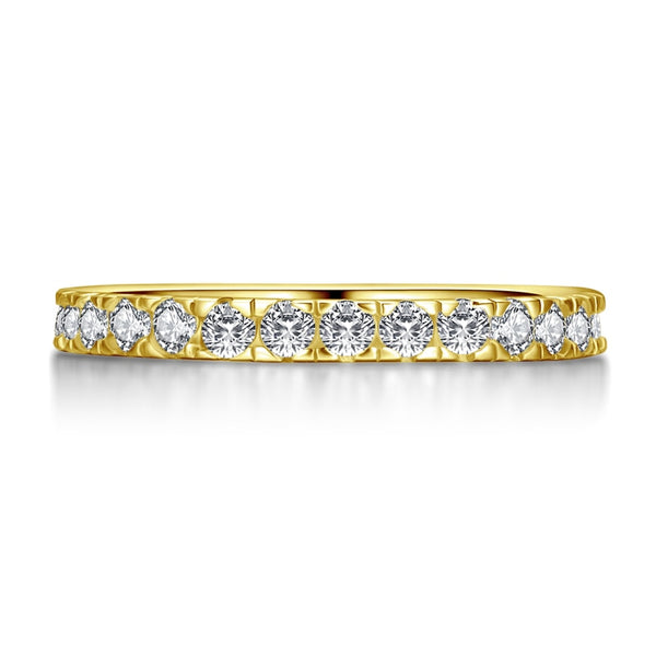 0.75ct Diamond Set Full Eternity Ring, 925 Sterling Silver, 18ct Yellow Gold Vermeil