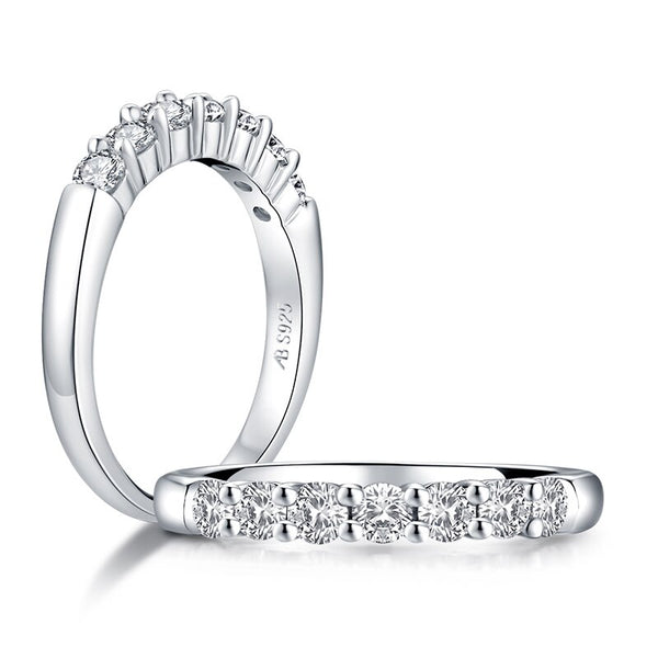 0.70ct Diamond Wedding Band, Half Eternity Ring, 925 Sterling Silver