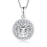 2.00ct Round Cut Diamond Halo Pendant, Bridal Halo Diamond Necklace, 925 Silver