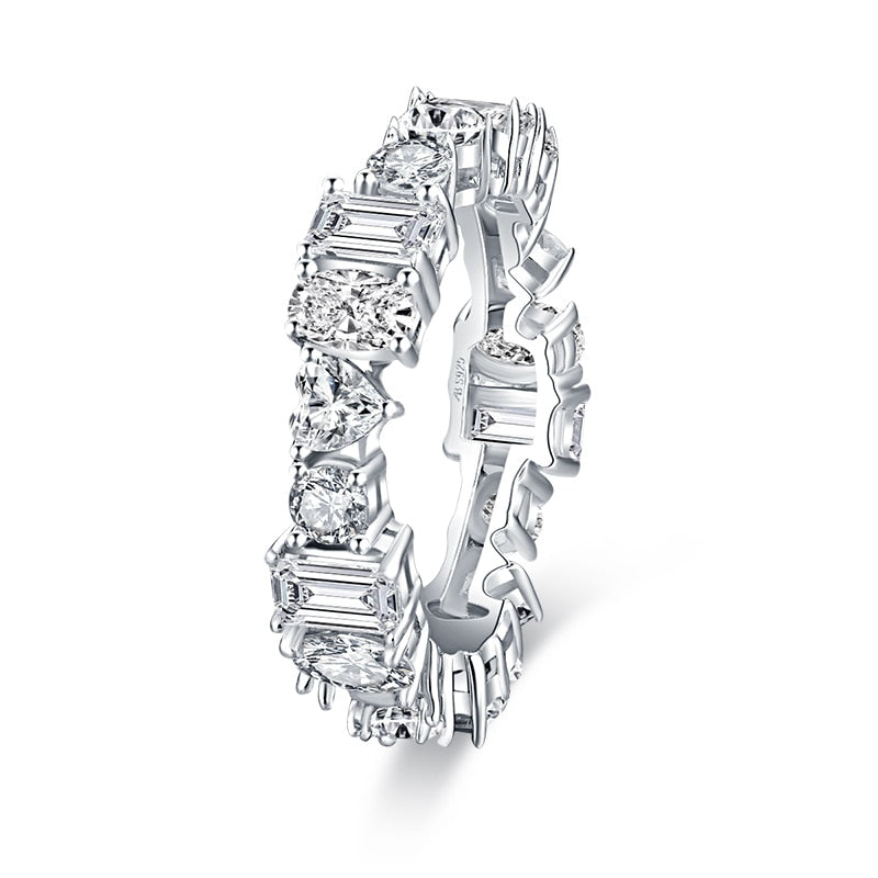 2.00ct Diamond Wedding Band, Full Eternity Ring, Different Shaped Diamonds, 925 Sterling Silver