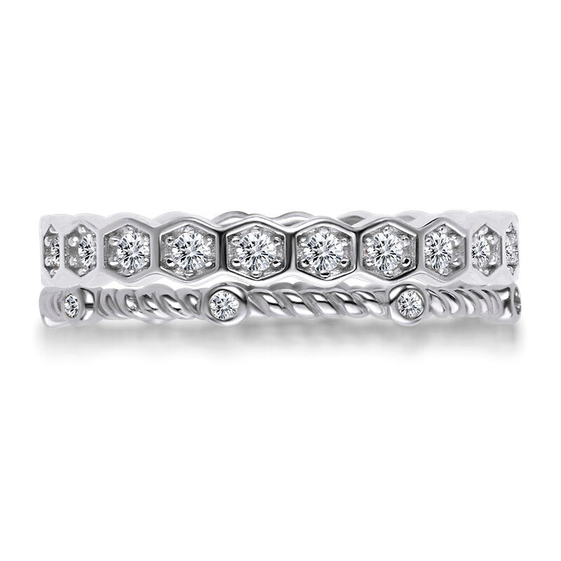 0.60ct Diamond Wedding Band, Full Eternity Ring, 925 Sterling Silver, x2 Ring Set