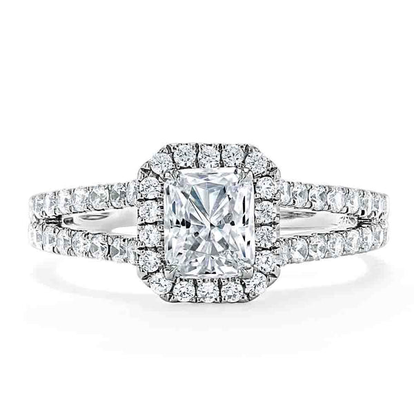 Lab-Diamond Radiant Cut Halo Engagement Ring, Classic Style, Choose Your Stone Size and Metal