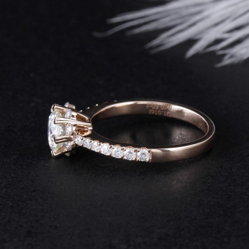 1.00ct Round Cut Moissanite, Classic Engagement Ring, Available in 14kt or 18kt Rose Gold