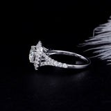 1.00ct Cushion Cut Moissanite Double Halo Engagement Ring, Tiffany Style Mount, 14Kt 585 White Gold