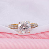 4.00ct Round Cut Moissanite, Classic Engagement Ring, 14Kt 585 Yellow Gold