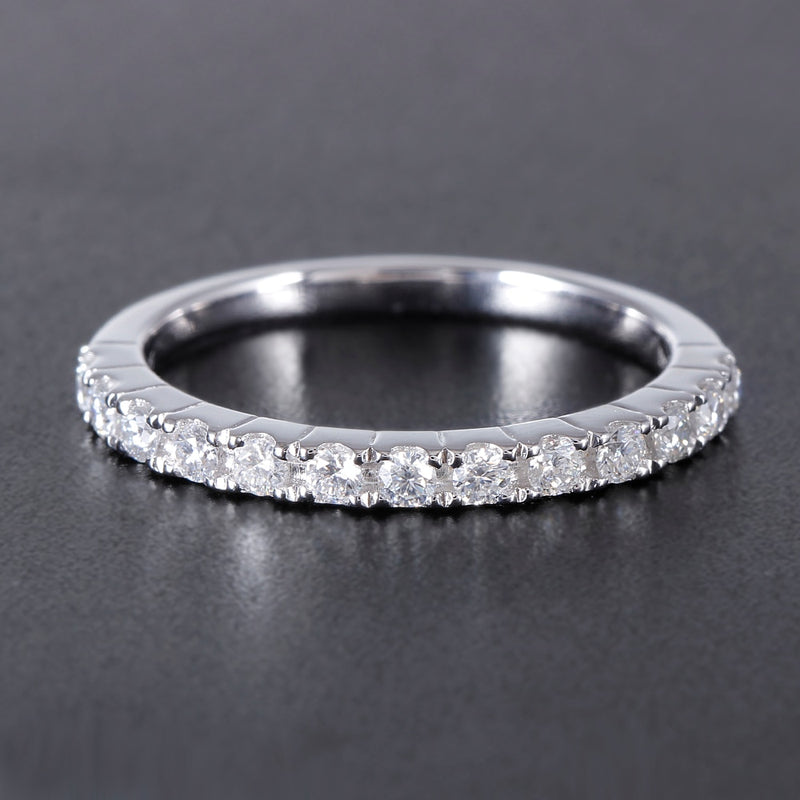 0.40ct Moissanite Wedding Band, Delicate Half Eternity Ring, 14Kt 585 White Gold