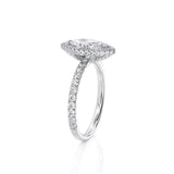 0.80ct Marquise Cut Moissanite Engagement Ring, Diamond Halo, 14Kt 585 White Gold